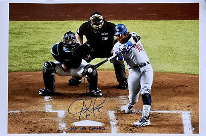 JUSTIN TURNER DODGERS SIGNED 22X33 WS HR CANVAS "2020 WS CHAMPS" PSA 9A99844