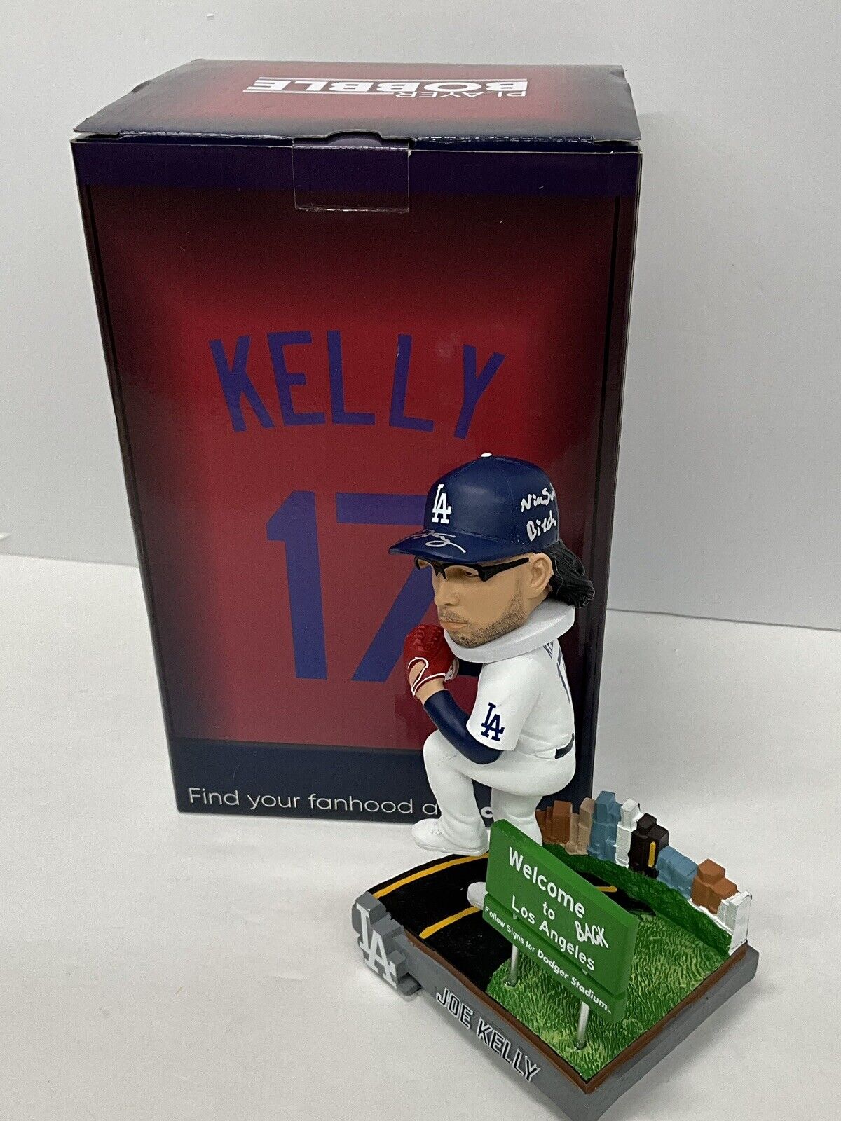 JOE KELLY SIGNED WELCOME BACK TO LA BOBBLEHEAD "NICE SWING BITCH"  PSA 3C13429