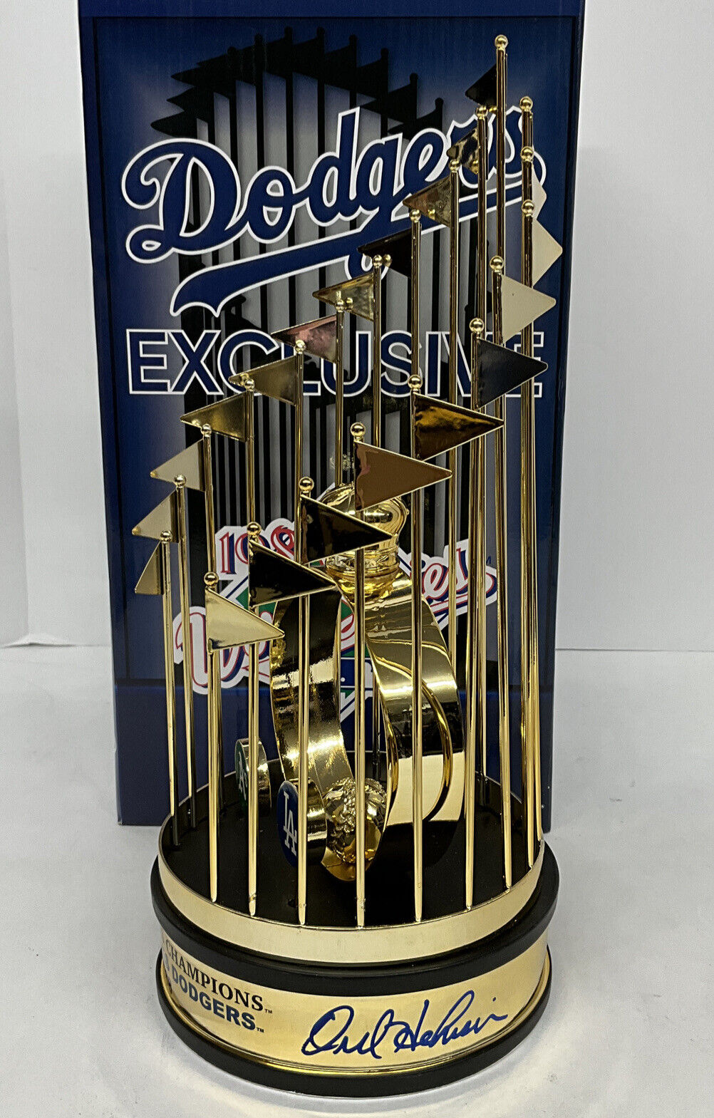 OREL HERSHISER SIGNED DODGERS 12" 1988 WORLD SERIES TROPHY 88 WS MVP PSA 9A20785