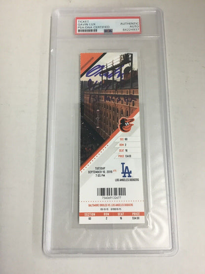 GAVIN LUX SIGNED PSA SLABBED TICKET STUB "1ST MLB HR" INSCRIPTION FANATICS