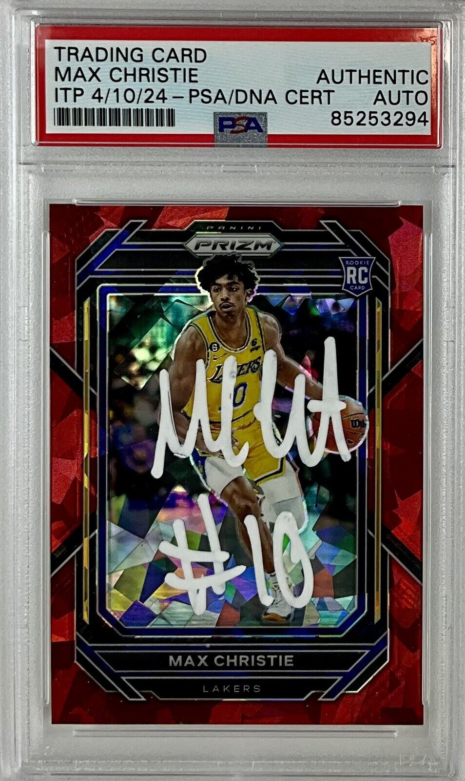 MAX CHRISTIE SIGNED LAKERS CRACKED ICE RED PANINI PRIZM #270 RC PSA ITP 85253294