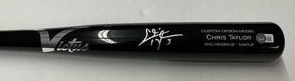 CHRIS TAYLOR DODGERS SIGNED VICTUS GAME MODEL CUSTOM BLACK BAT BAS ITP WZ59516