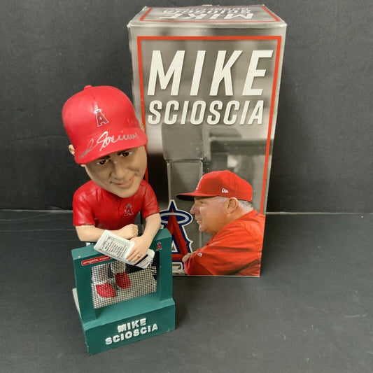 MIKE SCIOSCIA ANGELS SIGNED 2018 SGA BOBBLEHEAD "2002 WS CHAMPS" BECKETT WS31191