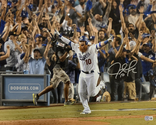 JUSTIN TURNER DODGERS SIGNED 2017 NLCS WALK OFF HOMERUN 16X20 PHOTO BAS WITNESS