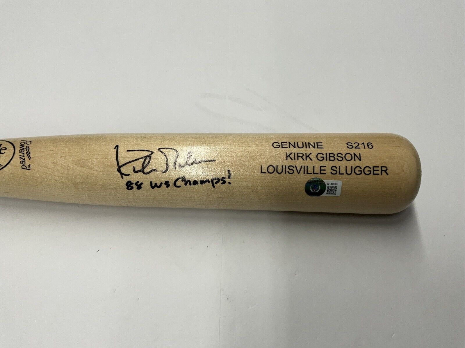 KIRK GIBSON DODGERS SIGNED LOUISVILLE SLUGGER BAT "88 WS CHAMPS" BAS W140605