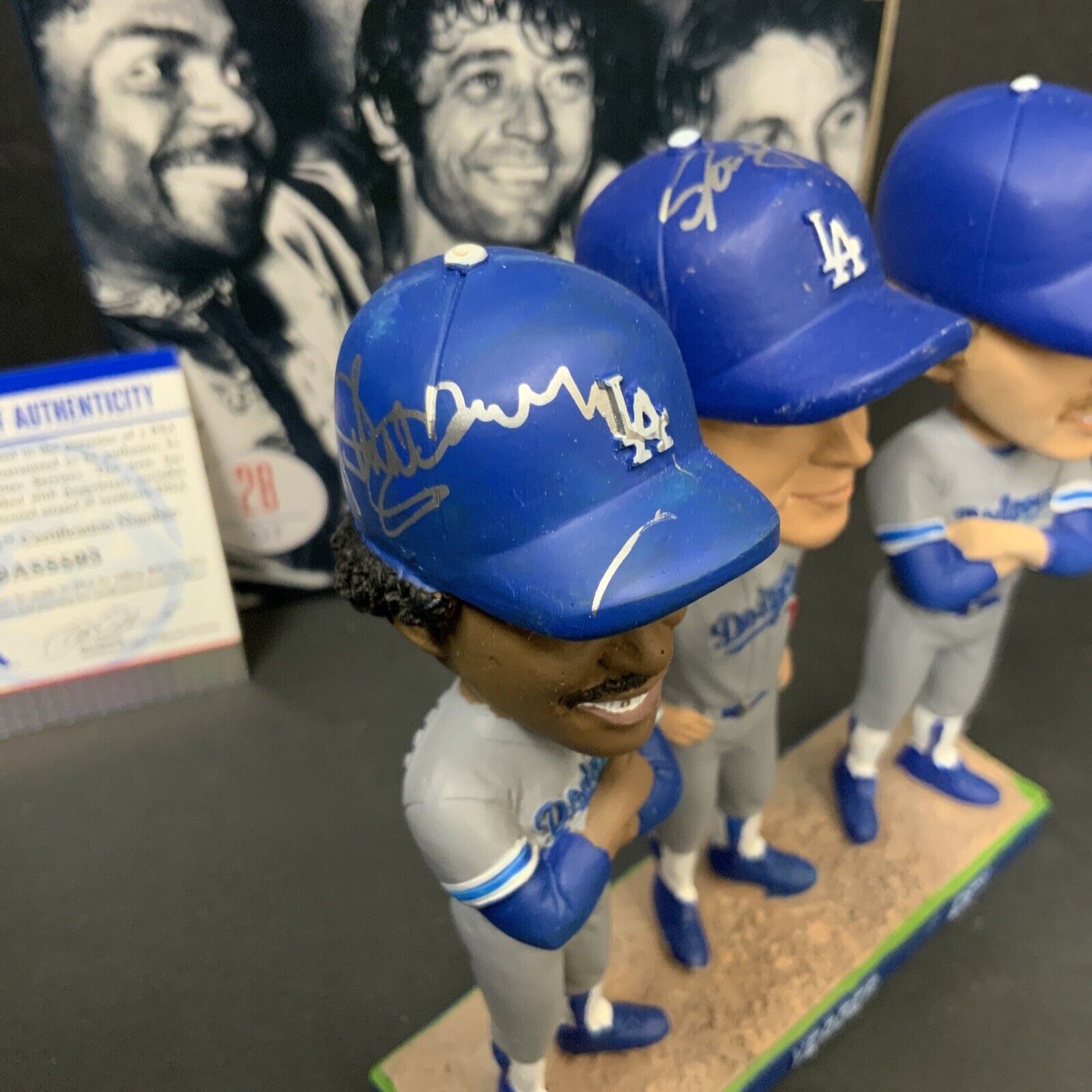 1981 WS TRI-MVP SIGNED DODGERS BOBBLEHEAD CEY, GUERRERO, YEAGER PSA 9A55593