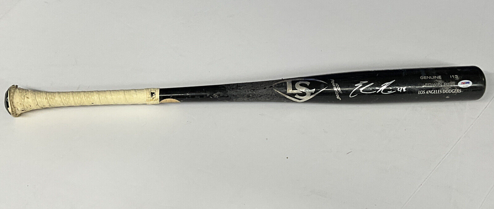 EDWIN RIOS DODGERS 2020 WS CHAMPION SIGNED LS GAME USED BAT PSA RG14845