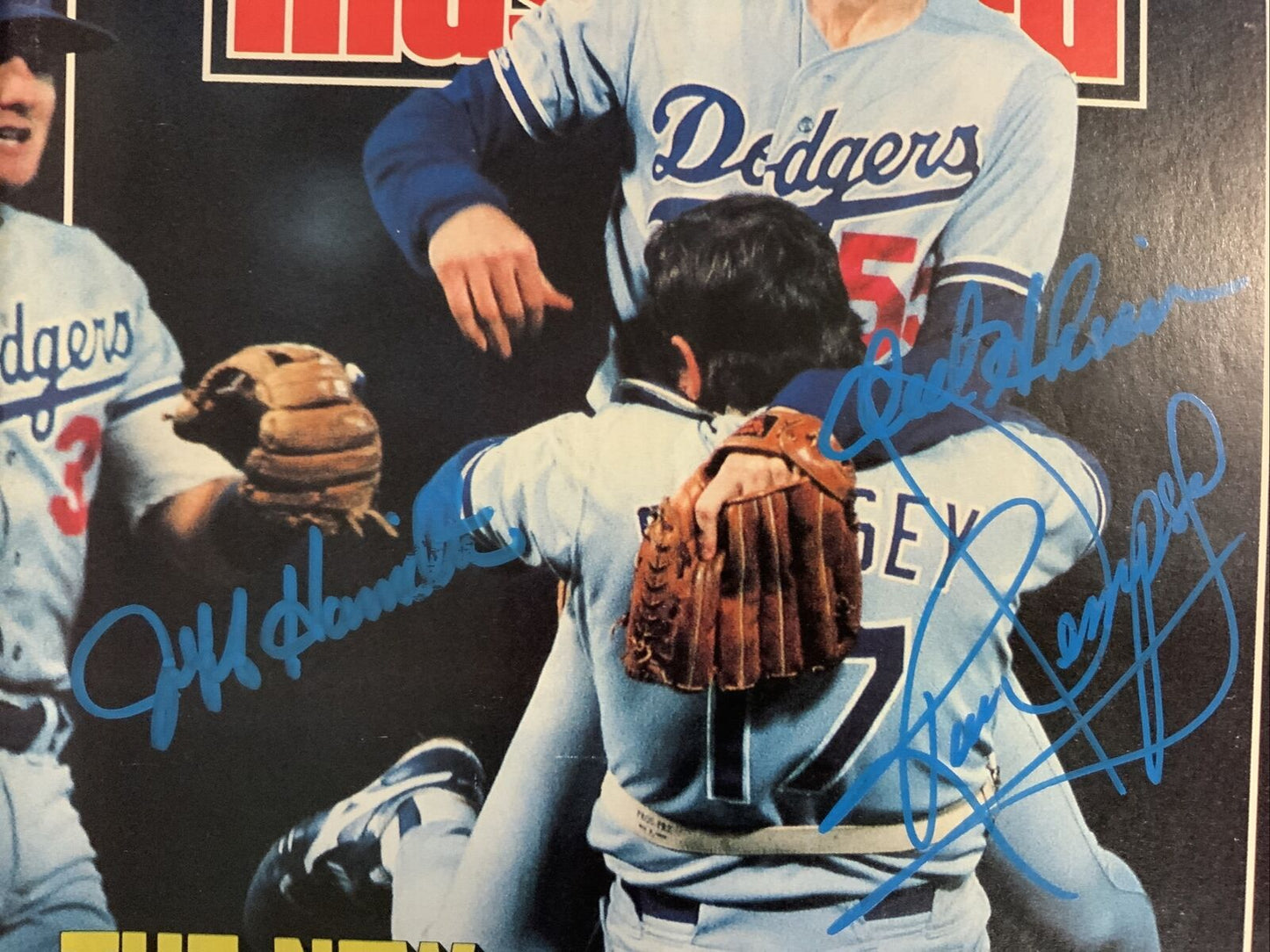 1988 MR.OCTOBER SPORTS ILLUSTRATED SIGNED HERSHISER DEMPSEY & HAMILTON PSA 20939