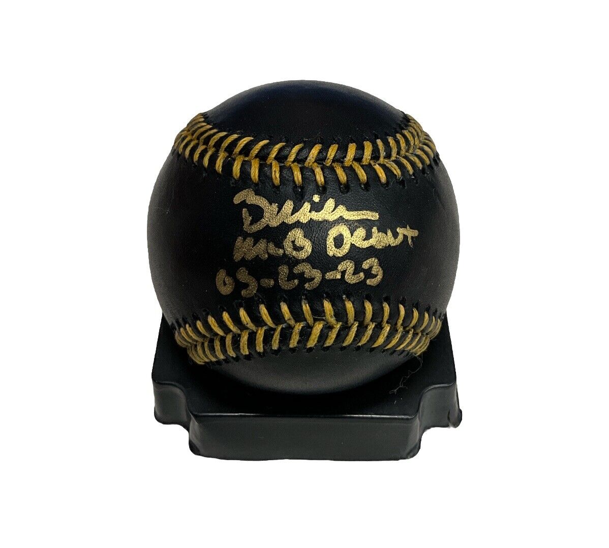 BOBBY MILLER DODGERS SIGNED BLACK BASEBALL GOLD INK  "MLB DEBUT 5/23/23" PSA