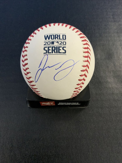 JAKE MCGEE DODGERS SIGNED 2020 WORLD SERIES BASEBALL PSA  WITNESS COA