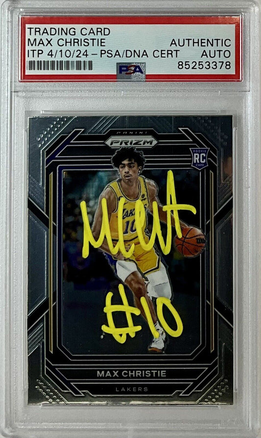 MAX CHRISTIE SIGNED LAKERS PANINI PRIZM #270 ROOKIE RC PSA SLABBED ITP 85253378