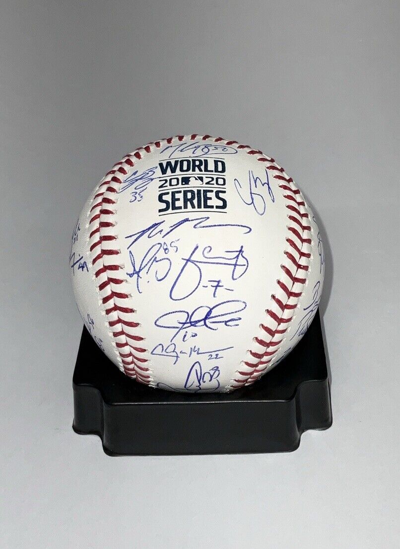 DODGERS 2020 WORLD SERIES BASEBALL SIGNED FULL ROSTER TEAM 29 AUTOS PSA 9A47985