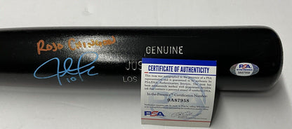 JUSTIN TURNER DODGERS SIGNED LOUISVILLE SLUGGER BAT "ROJO CHINGON" PSA 9A87958