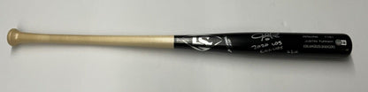 2/10 S JUSTIN TURNER DODGERS SIGNED LOUISVILLE SLUGGER BAT "2020 WS CHAMPS" BAS