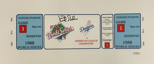 DODGERS KIRK GIBSON SIGNED 7X20 88 WORLD SERIES GAME 1 TICKET CANVAS PSA AI33556