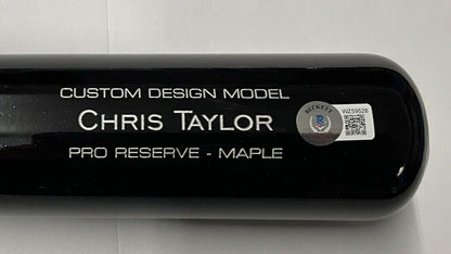 CHRIS TAYLOR DODGERS SIGNED VICTUS GAME MODEL CUSTOM BLACK BAT BAS ITP WZ59528