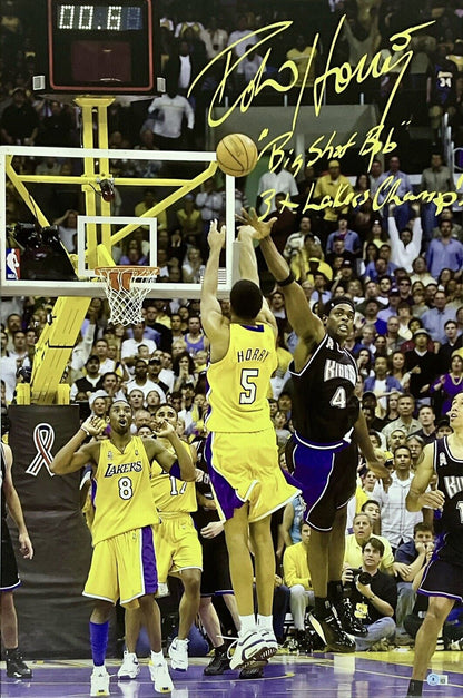 ROBERT HORRY LAKERS SIGNED 24X36 STRETCHED CANVAS 2 INSCRIPTIONS BAS W128331