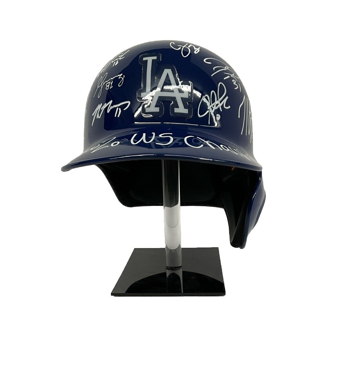 DODGERS 2020 WORLD SERIES CHAMPION FULL TEAM SIGNED HELMET 29 AUTOS PSA 9A26703