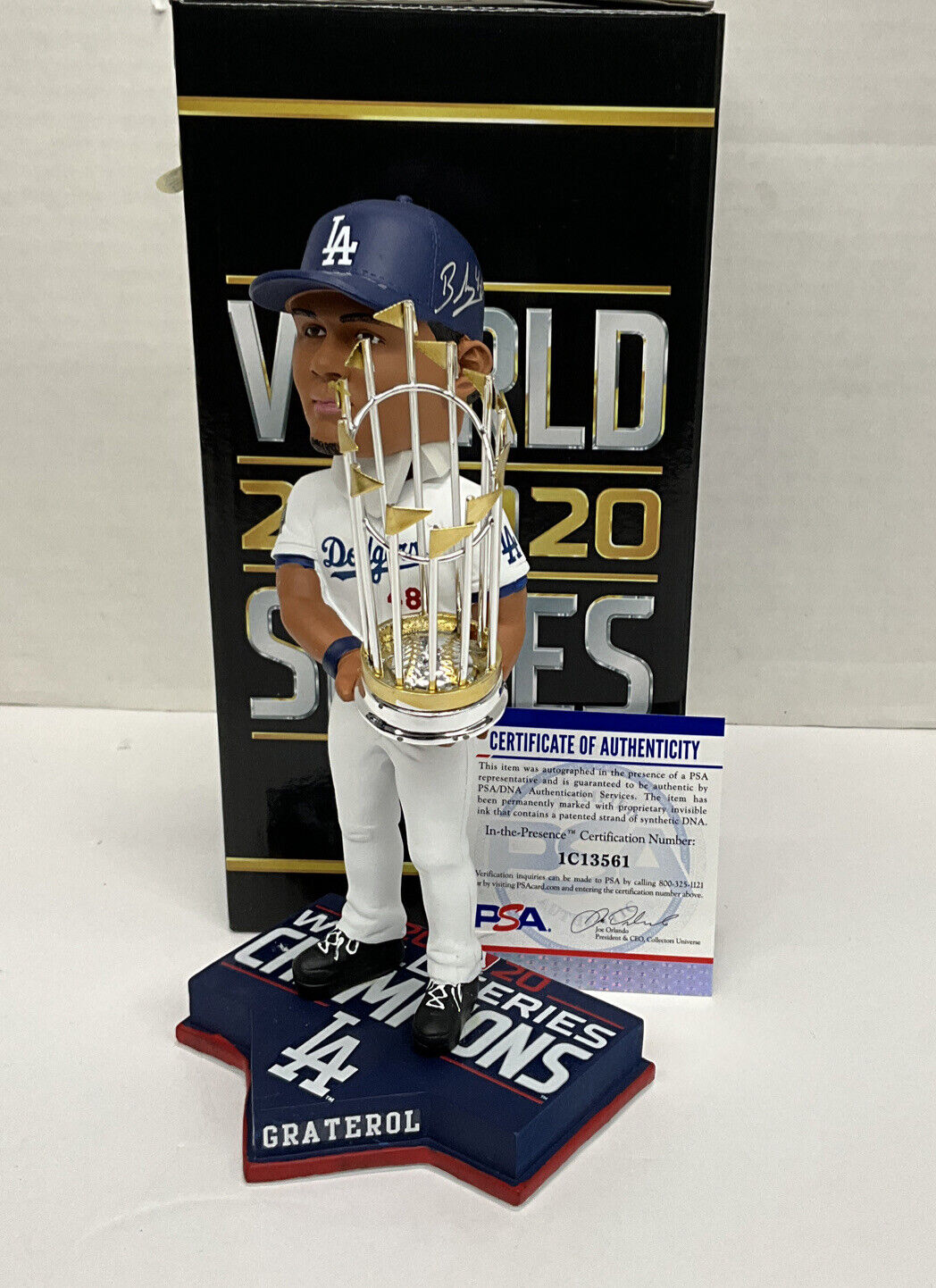 BRUSDAR GRATEROL DODGERS SIGNED FOCO BOBBLEHEAD "2020 WS CHAMPS" PSA 1C13561