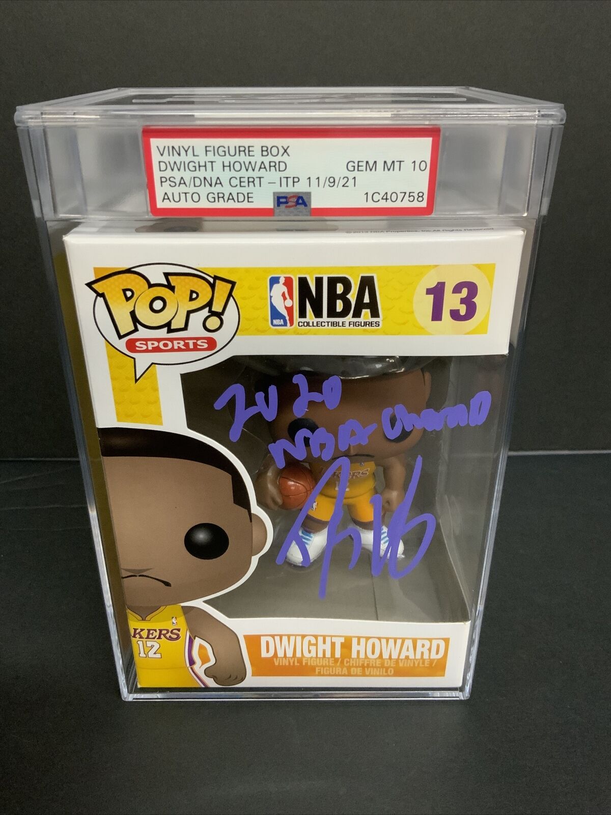 DWIGHT HOWARD SIGNED LAKERS FUNKO POP "NBA CHAMPS" GEM MT 10 PSA SLABBED 1C40758