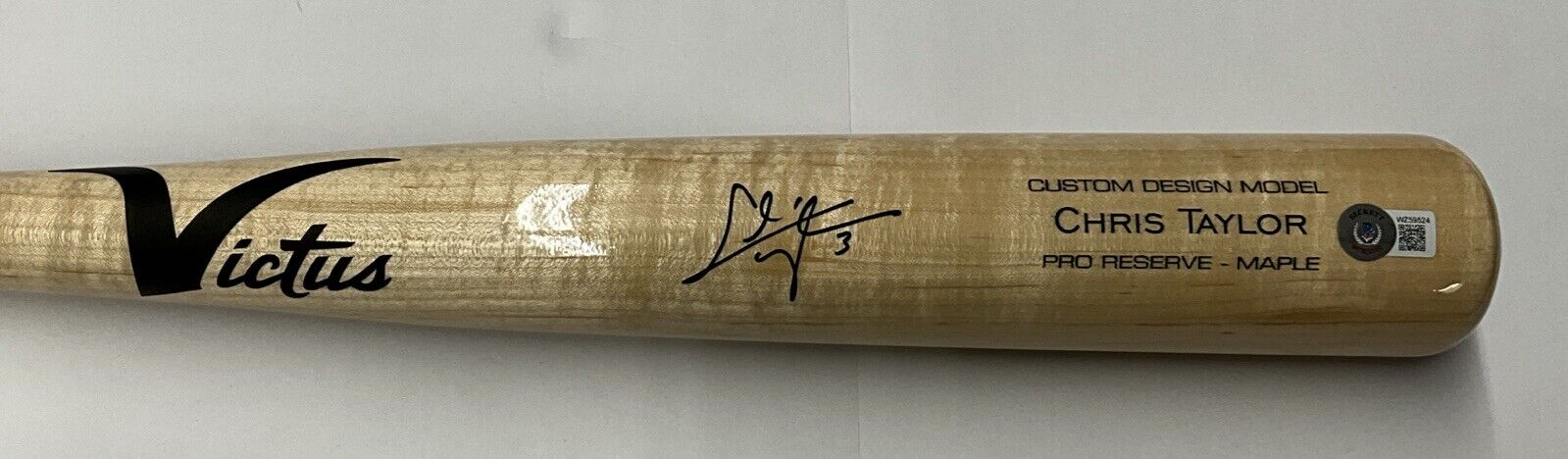 CHRIS TAYLOR DODGERS WS CHAMP SIGNED VICTUS GAME MODEL BLONDE BAT BAS  WZ59524