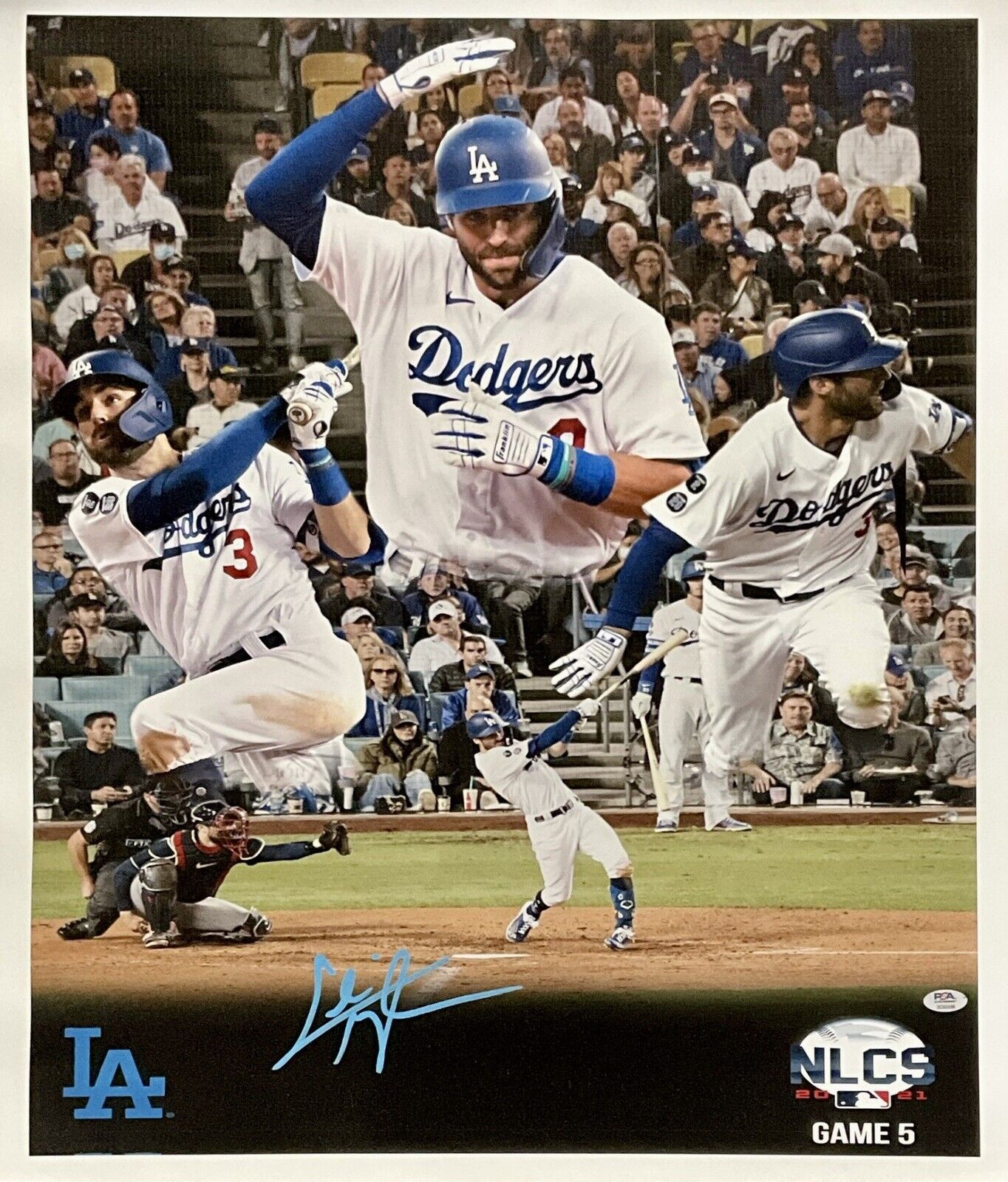 CHRIS TAYLOR DODGERS SIGNED 22X26 NLCS GAME 5 3 HR GAME CANVAS EDIT PSA 2C53356