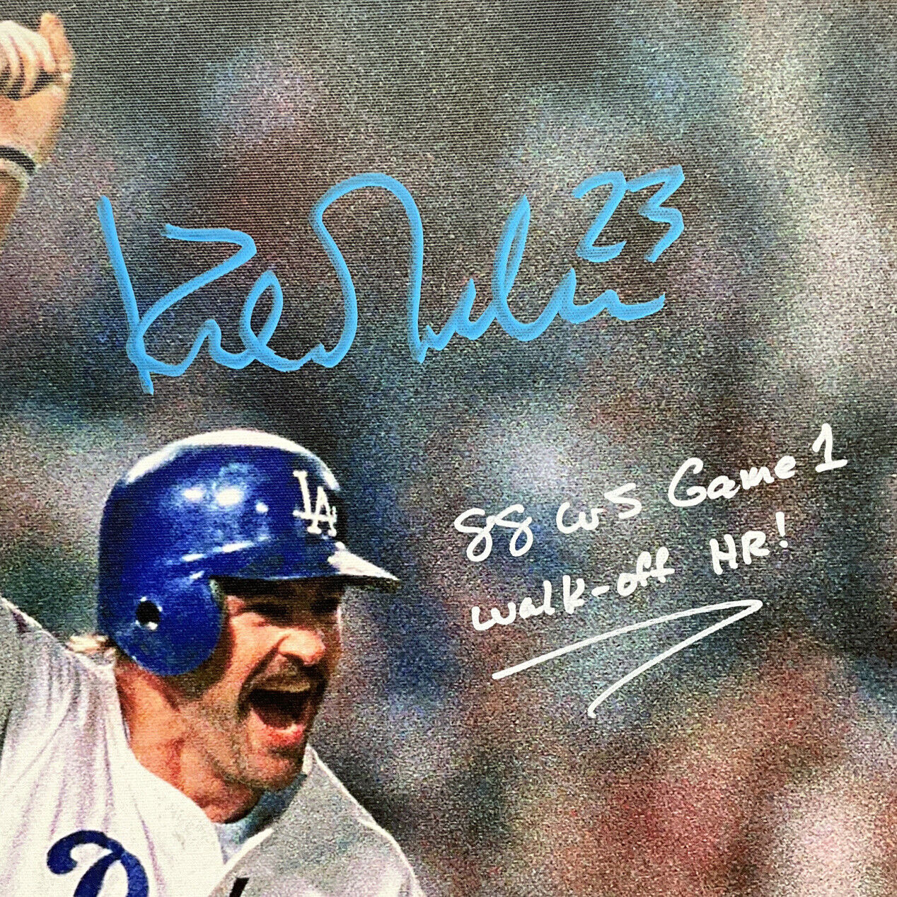 KIRK GIBSON DODGERS SIGNED 20X30 STRETCHED CANVAS "88 WS GM1 WALKOFF BAS W140629