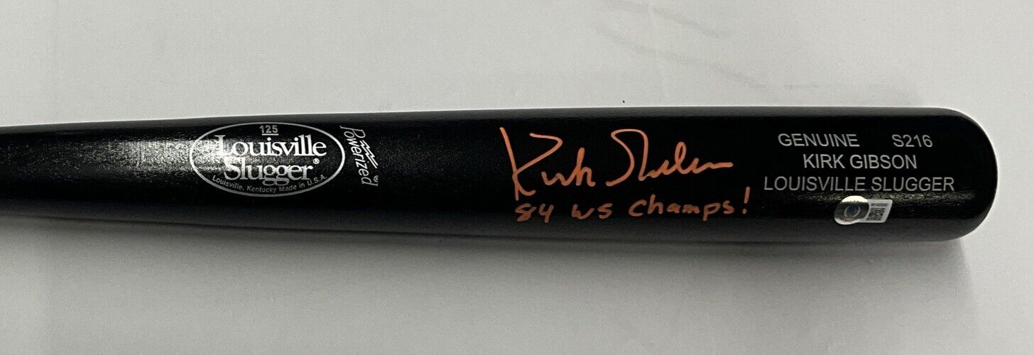 KIRK GIBSON TIGERS SIGNED LOUISVILLE SLUGGER MODEL BAT 84 WS CHAMPS" BAS W140595