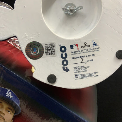 EDWIN RIOS DODGERS SIGNED CHAMPIONSHIP BOBBLEHEAD "PODER BORICUA" BAS WS88863