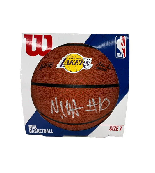 MAX CHRISTIE SIGNED LOS ANGELES LAKERS WILSON LOGO BASKETBALL PSA 2C95566