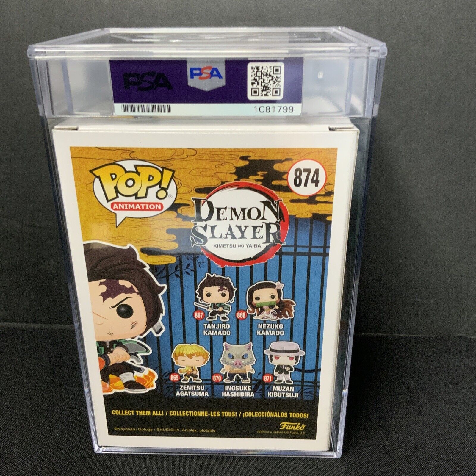 ZACH AGUILAR SIGNED TANJIRO KAMADO FUNKO POP 874 PSA 1C81799 GEM