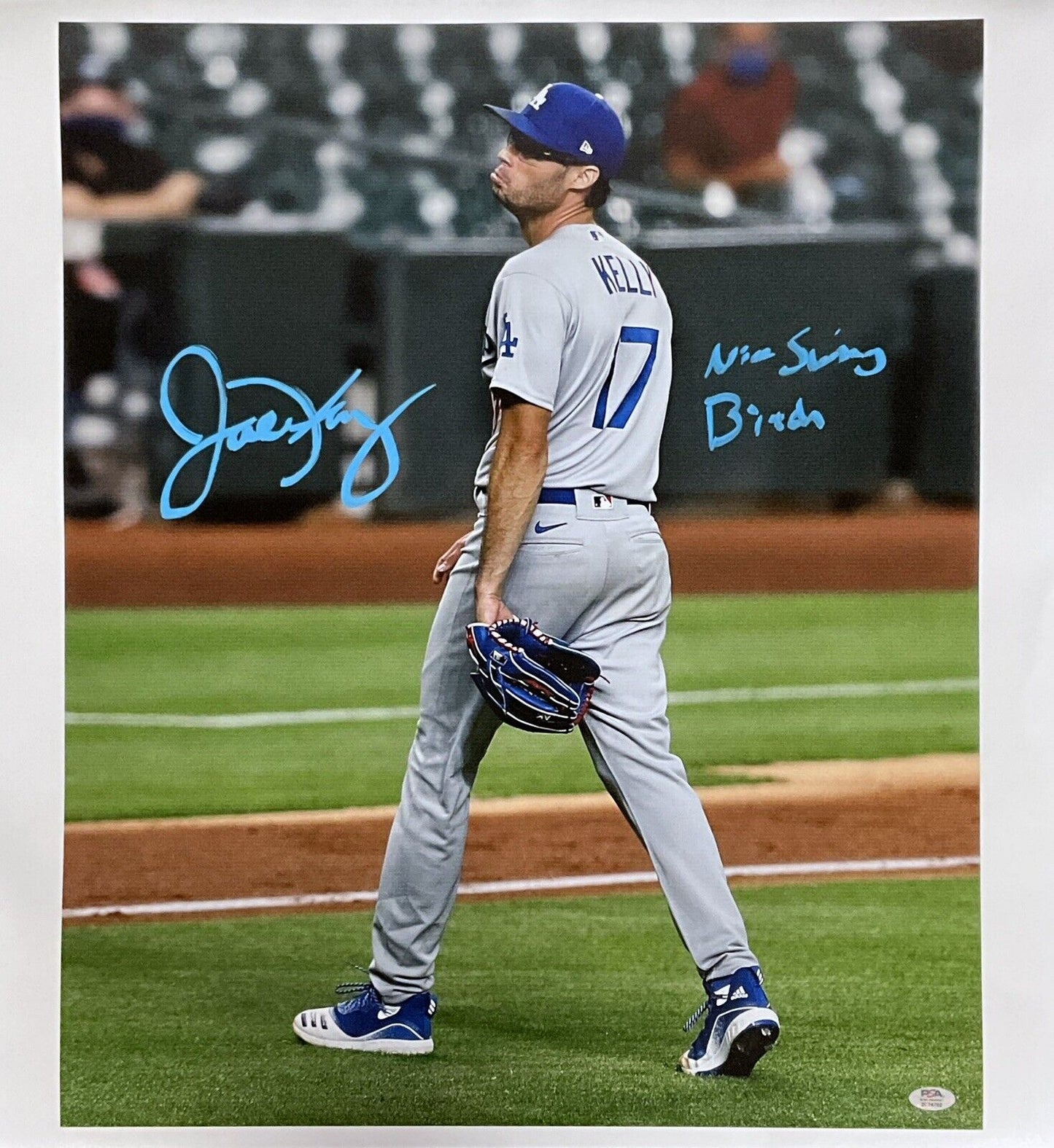 JOE KELLY SIGNED DODGERS 20X24 POUTY FACE CANVAS "NICE SWING BITCH" PSA 2C74702