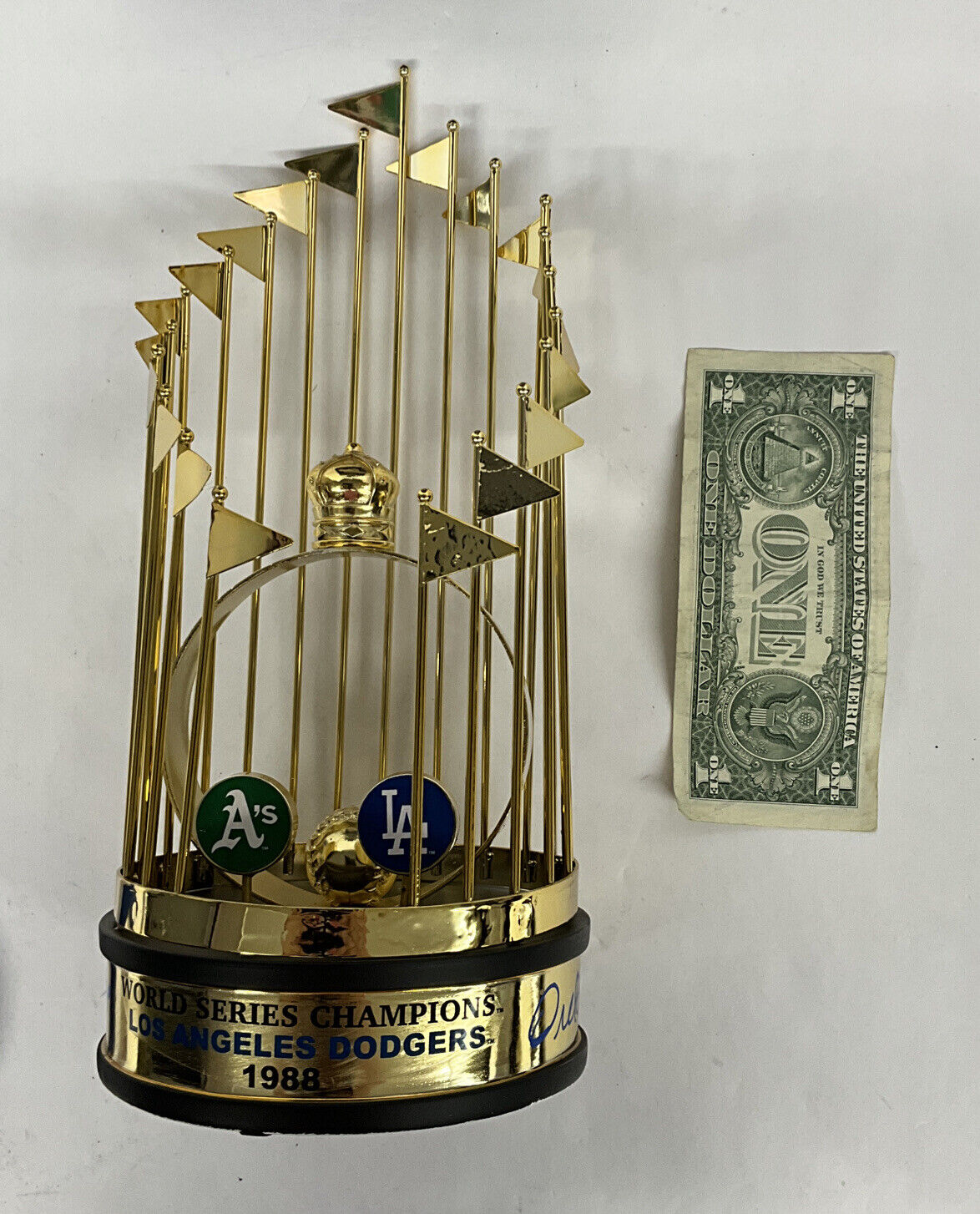 OREL HERSHISER SIGNED DODGERS 12" 1988 WORLD SERIES TROPHY 88 WS MVP PSA 9A20787