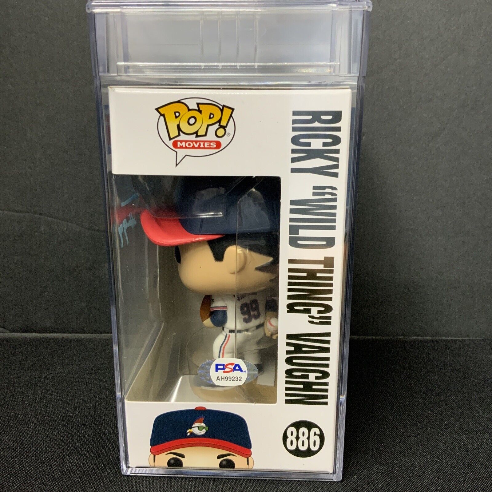 CHARLIE SHEEN SIGNED "RICKY VAUGHN" FUNKO POP  PSA SLABBED  AH99232