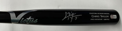 CHRIS TAYLOR DODGERS SIGNED VICTUS GAME MODEL CUSTOM BLACK BAT BAS ITP WZ59516