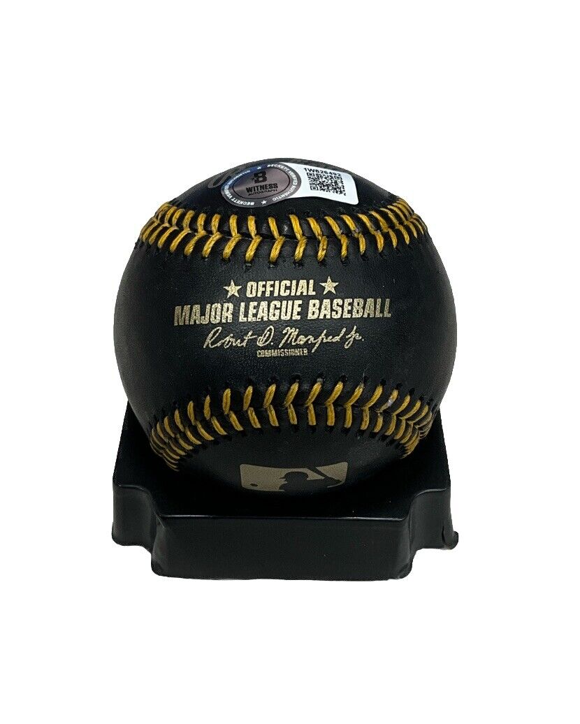 BOBBY MILLER DODGERS SIGNED BLACK BASEBALL GOLD INK  "MILLER TIME" BECKETT ITP