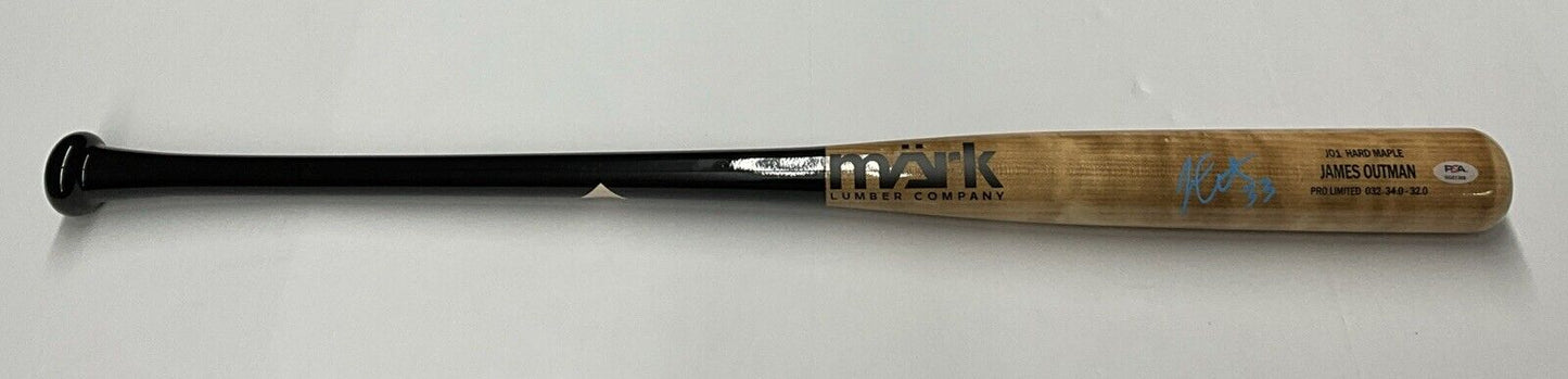 JAMES OUTMAN DODGERS SIGNED MARK LUMBER GAME MODEL J01 MAPLE BAT PSA RG51308