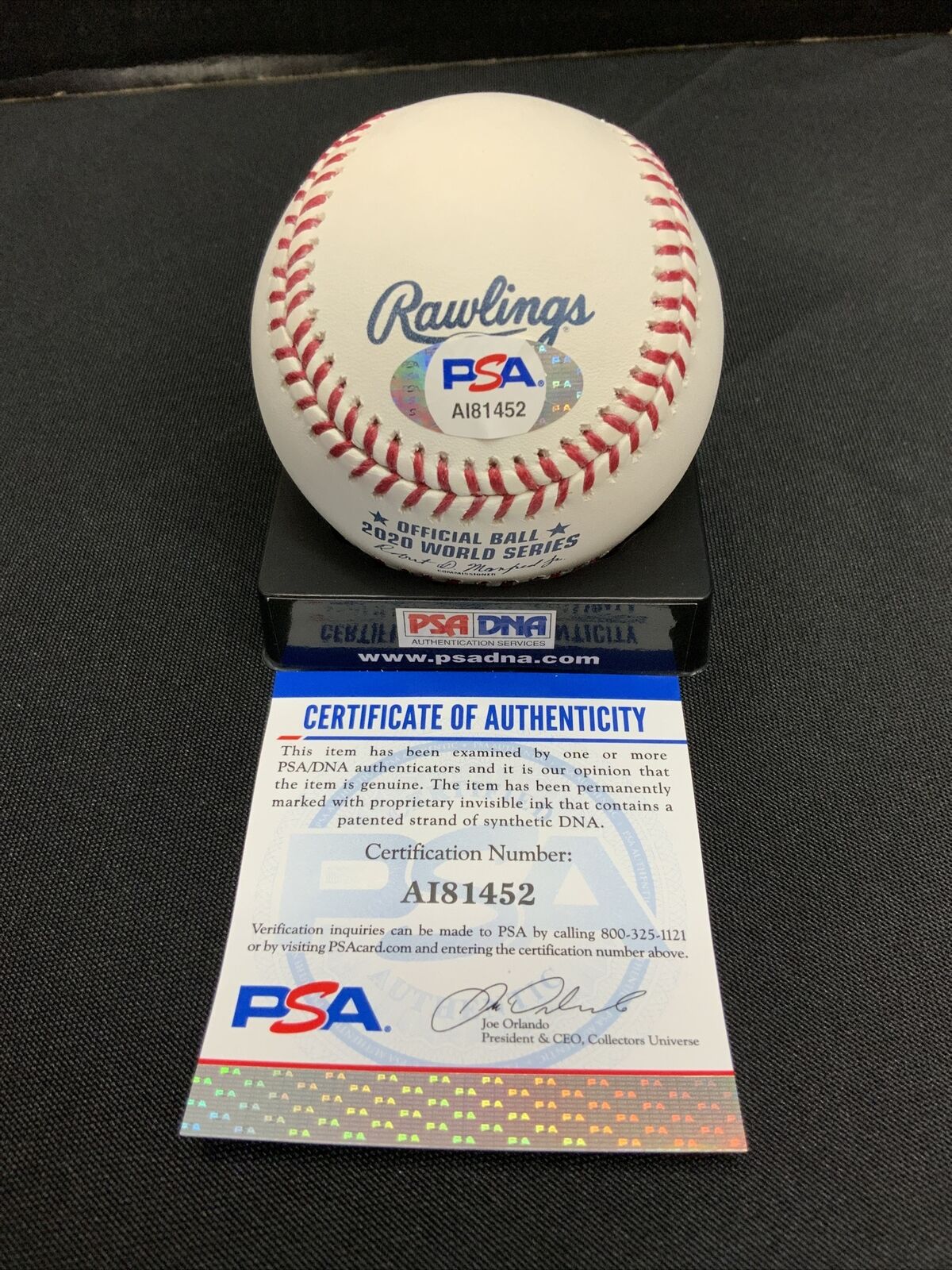 2020 WS CHAMP DYLAN FLORO DODGERS SIGNED 2020 WORLD SERIES BASEBALL PSA COA