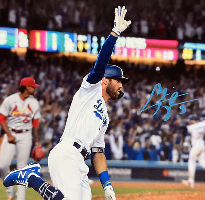 CHRIS TAYLOR DODGERS SIGNED 22X26 2021 WILD CARD GAME WALKOFF CANVAS BAS WZ59615