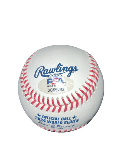 WALKER BUEHLER DODGERS SIGNED 2024 WORLD SERIES BASEBALL  PSA WITNESS