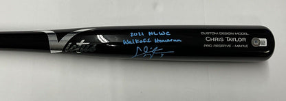 CHRIS TAYLOR DODGERS SIGNED VICTUS BAT "2021 NL WC WALK0FF HOMERUN" BAS WZ59571