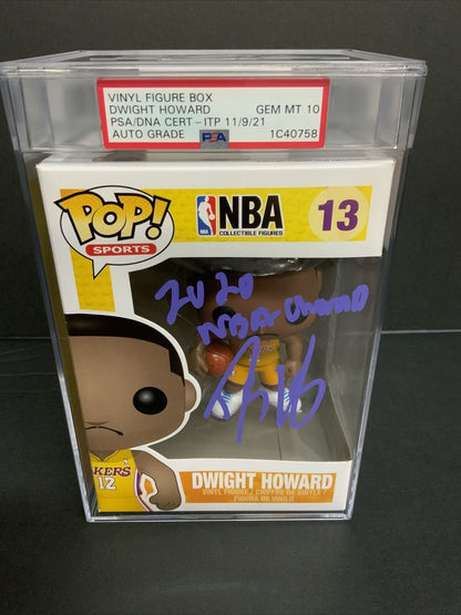 DWIGHT HOWARD SIGNED LAKERS FUNKO POP "NBA CHAMPS" GEM MT 10 PSA SLABBED 1C40758