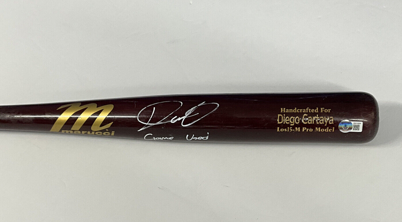 DIEGO CARTAYA DODGERS #1 PROSPECT SIGNED GAME USED MARUCCI BAT BAS BH019504