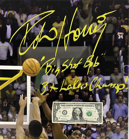 ROBERT HORRY LAKERS SIGNED 24X36 STRETCHED CANVAS 2 INSCRIPTIONS BAS W128331