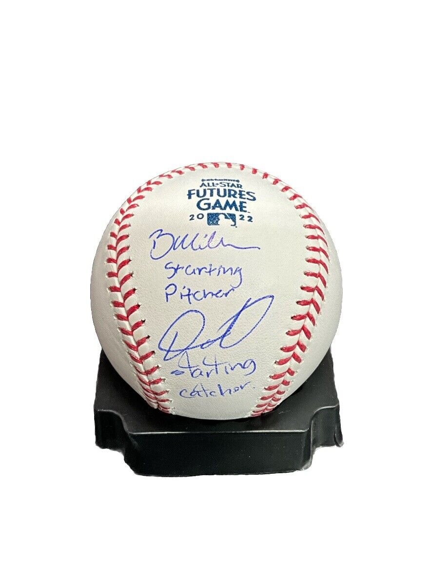 BOBBY MILLER & DIEGO CARTAYA DODGERS SIGNED 2022 FUTURES BASEBALL W/INSCRIPT PSA