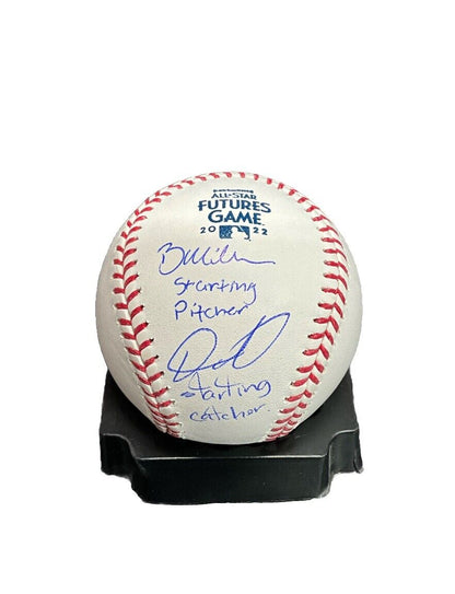 BOBBY MILLER & DIEGO CARTAYA DODGERS SIGNED 2022 FUTURES BASEBALL W/INSCRIPT PSA