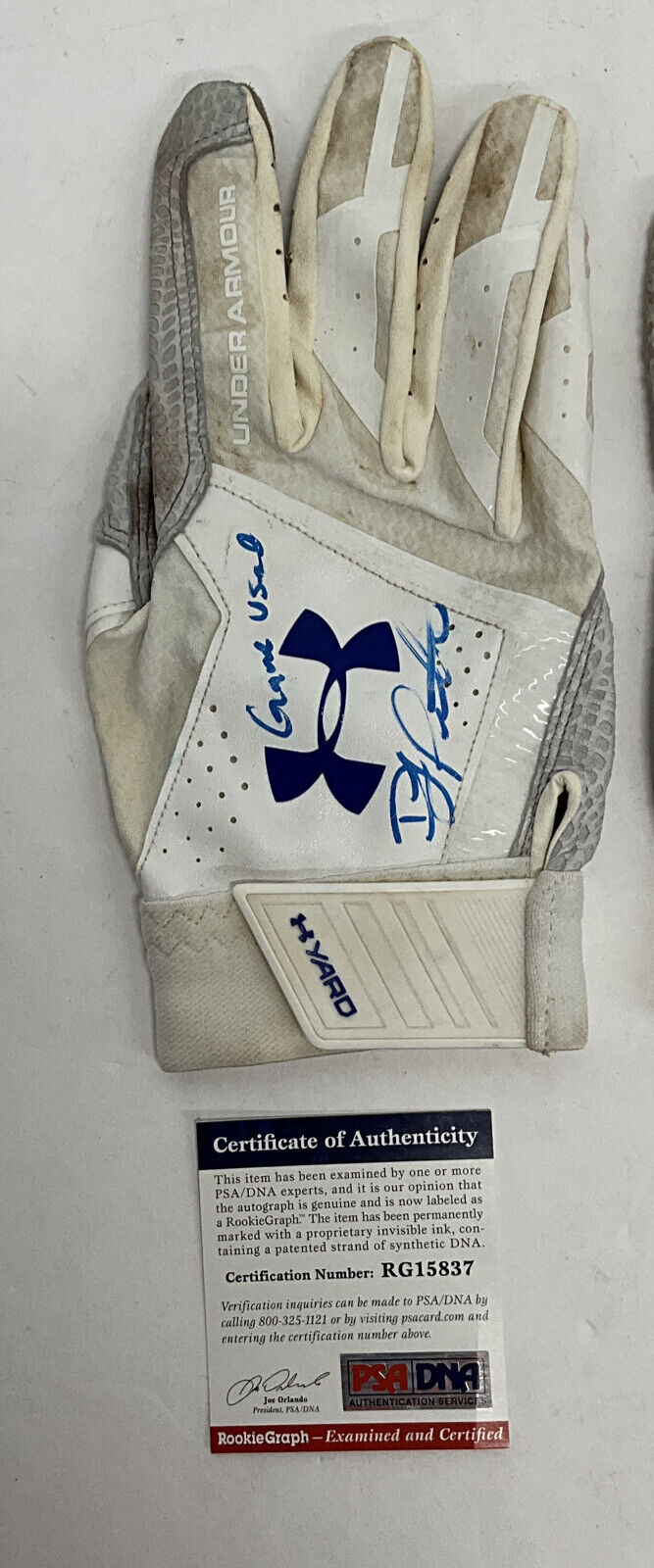 DJ PETERS DODGERS TIGERS SIGNED GAME USED BATTING GLOVES PSA RG15836/37