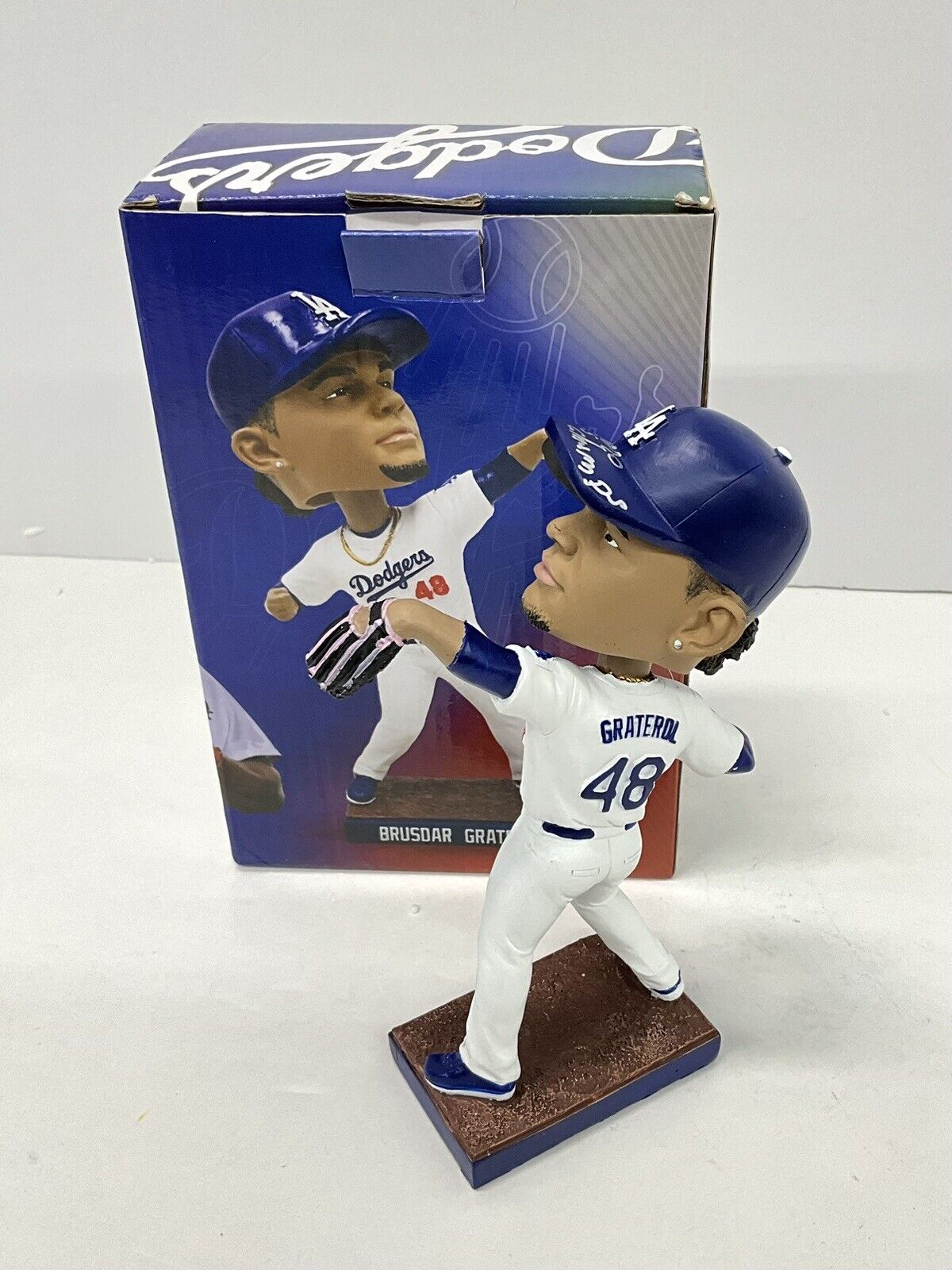 BRUSDAR GRATEROL SIGNED DODGERS BOBBLEHEAD "2020 WS CHAMPS, BAZOOKA" PSA 3C24655