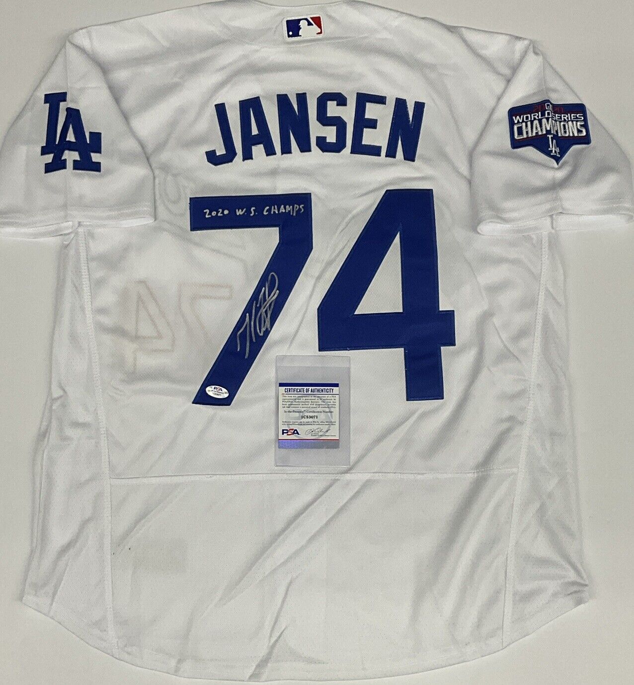 KENLEY JANSEN DODGERS SIGNED 2020 WORLD SERIES JERSEY 2020 WS CHAMP" PSA 1C53071