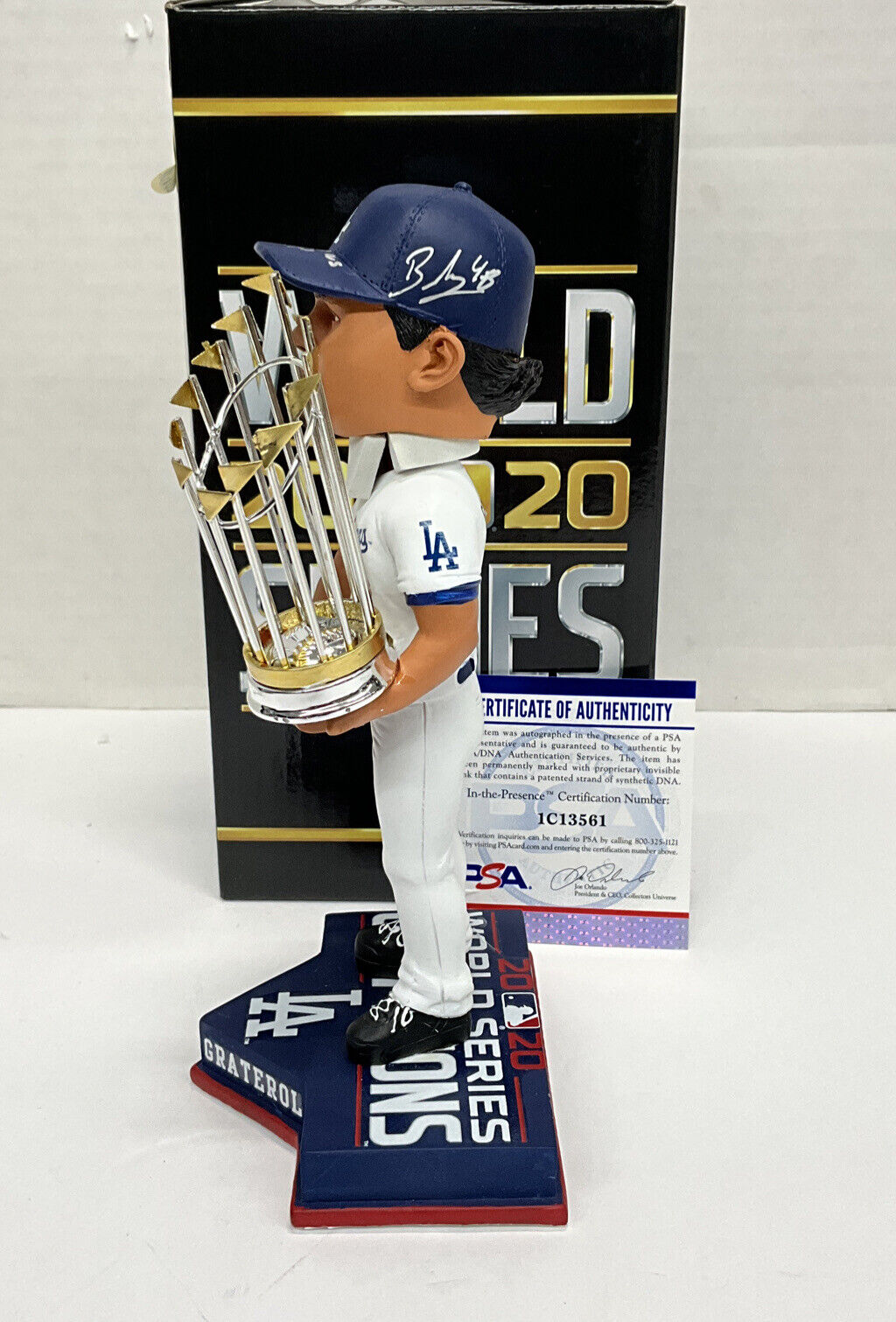 BRUSDAR GRATEROL DODGERS SIGNED FOCO BOBBLEHEAD "2020 WS CHAMPS" PSA 1C13561